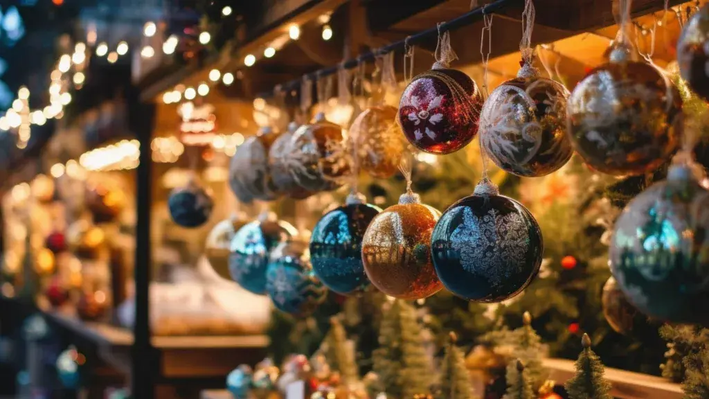 Christmas ball balls at a market inHastings